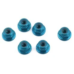 1UP Racing 3mm Aluminum Flanged Locknuts (Blue) (6) #80514