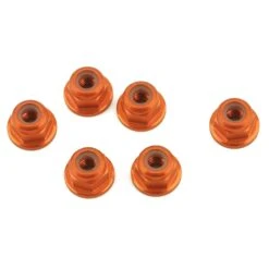 1UP Racing 3mm Aluminum Flanged Locknuts (Orange) (6) #80554