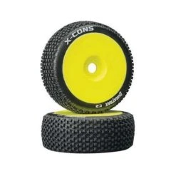 DuraTrax X-Cons Pre-Mounted 1/8 Buggy Tire (Yellow) (2) (C2 - Soft) #DTXC3612