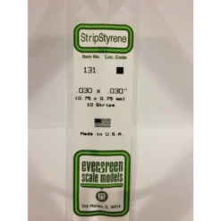 Evergreen 131 - .030" X .030" OPAQUE WHITE POLYSTYRENE STRIP