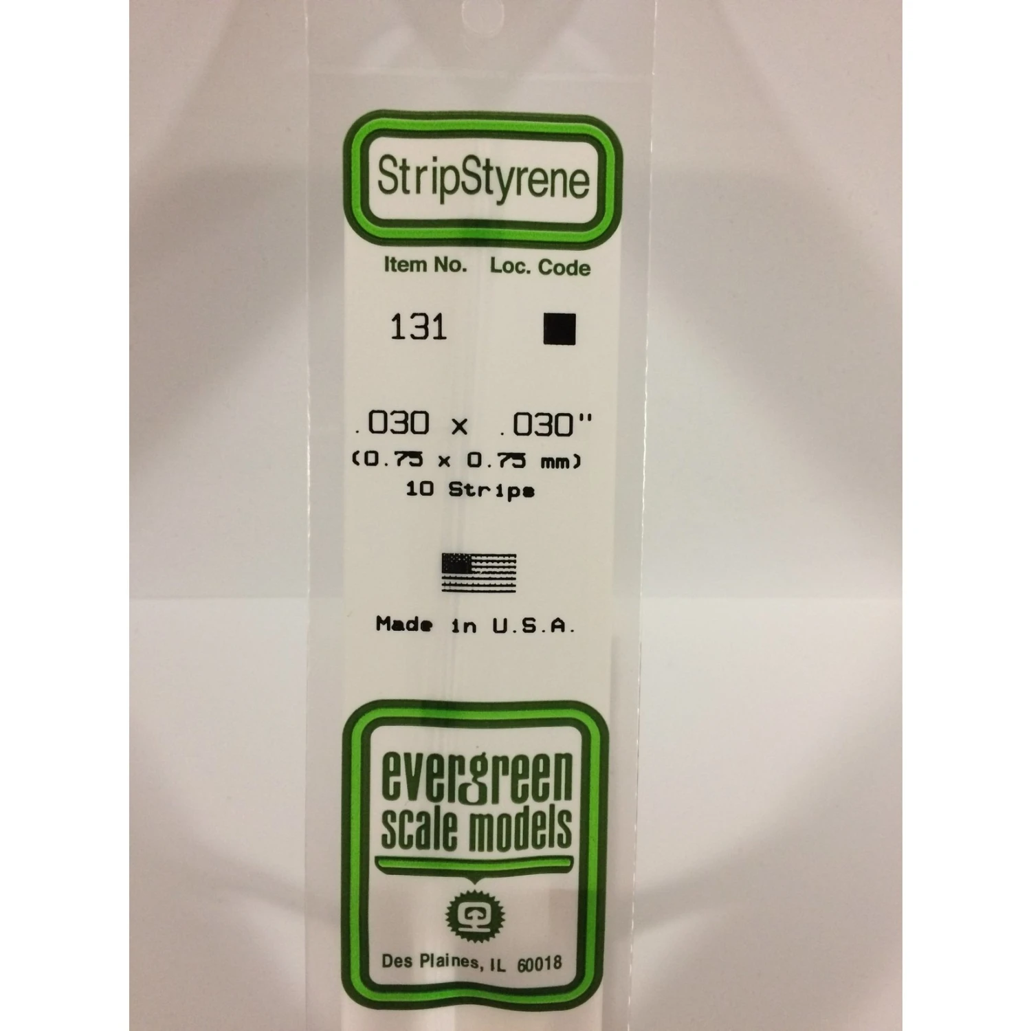Evergreen 131 - .030" X .030" OPAQUE WHITE POLYSTYRENE STRIP 1 Evergreen 131 - .030" X .030" OPAQUE WHITE POLYSTYRENE STRIP