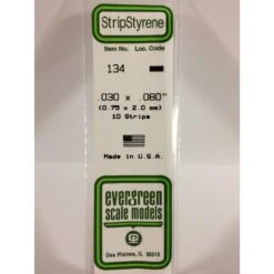 Evergreen 134 - .030" X .080" OPAQUE WHITE POLYSTYRENE STRIP