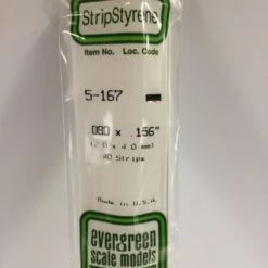 Evergreen 167 - .080" X .156" OPAQUE WHITE POLYSTYRENE STRIP