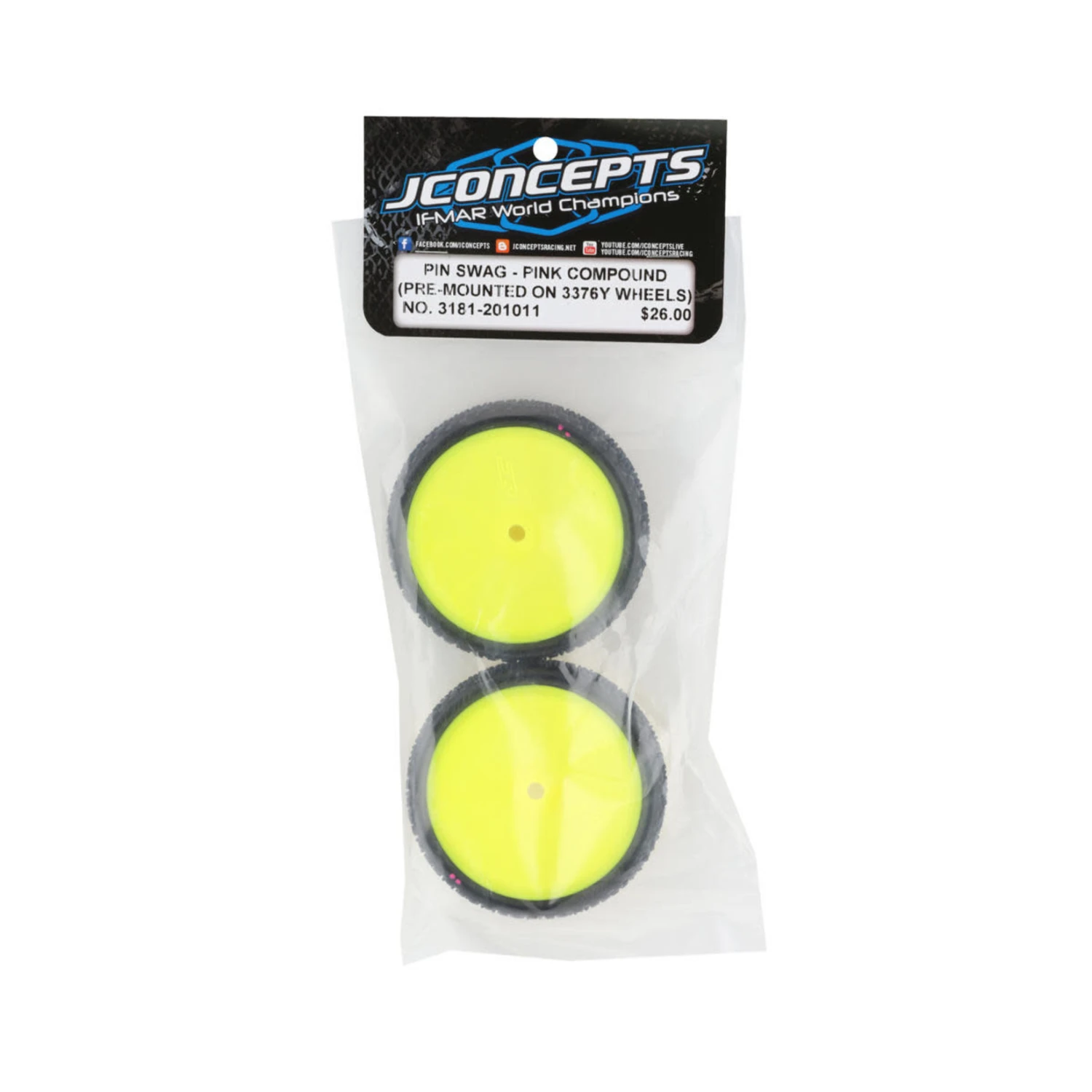 JConcepts Pin Swag 2.2" Pre-Mounted 2WD Front Buggy Carpet Tires (Yellow) (2) (Pink) W/12mm Hex #3181-201011 3 JConcepts Pin Swag 2.2" Pre-Mounted 2WD Front Buggy Carpet Tires (Yellow) (2) (Pink) W/12mm Hex #3181-201011 - Image 3