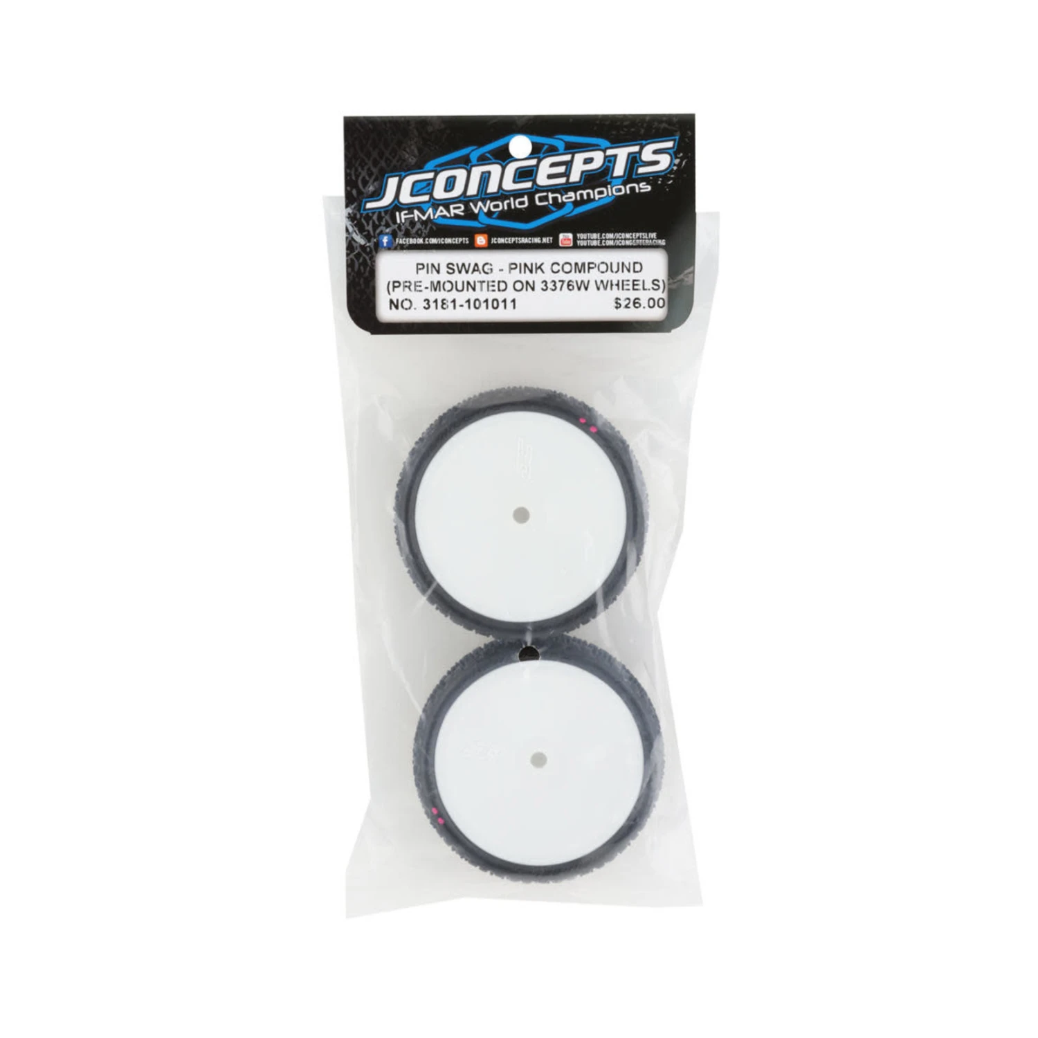 JConcepts Pin Swag 2.2" Pre-Mounted 2WD Front Buggy Carpet Tires (White) (2) (Pink) W/12mm Hex #3181-101011 3 JConcepts Pin Swag 2.2" Pre-Mounted 2WD Front Buggy Carpet Tires (White) (2) (Pink) W/12mm Hex #3181-101011 - Image 3