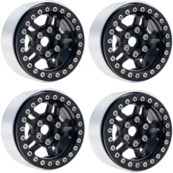 Power Hobby 1/10 Scale B4 Aluminum Beadlock Crawler Wheels (4) #PHB5053BLACK