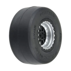 Pro-Line 1/16 Reaction Rear Tires MTD 8mm Black/Silver (2) (Losi Mini Drag) #10218-10