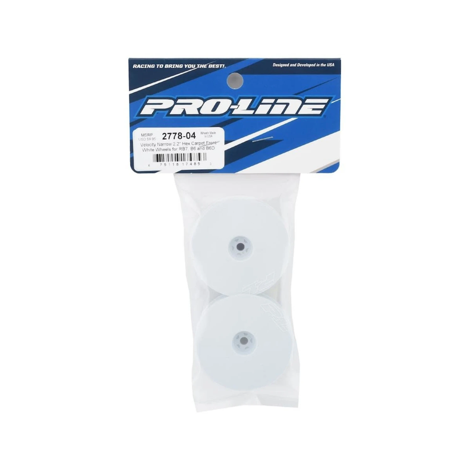 Pro-Line Narrow Velocity 2.2" Front Carpet Wheels (2) (B6/RB6) (White) #2778-04 3 Pro-Line Narrow Velocity 2.2" Front Carpet Wheels (2) (B6/RB6) (White) #2778-04 - Image 3