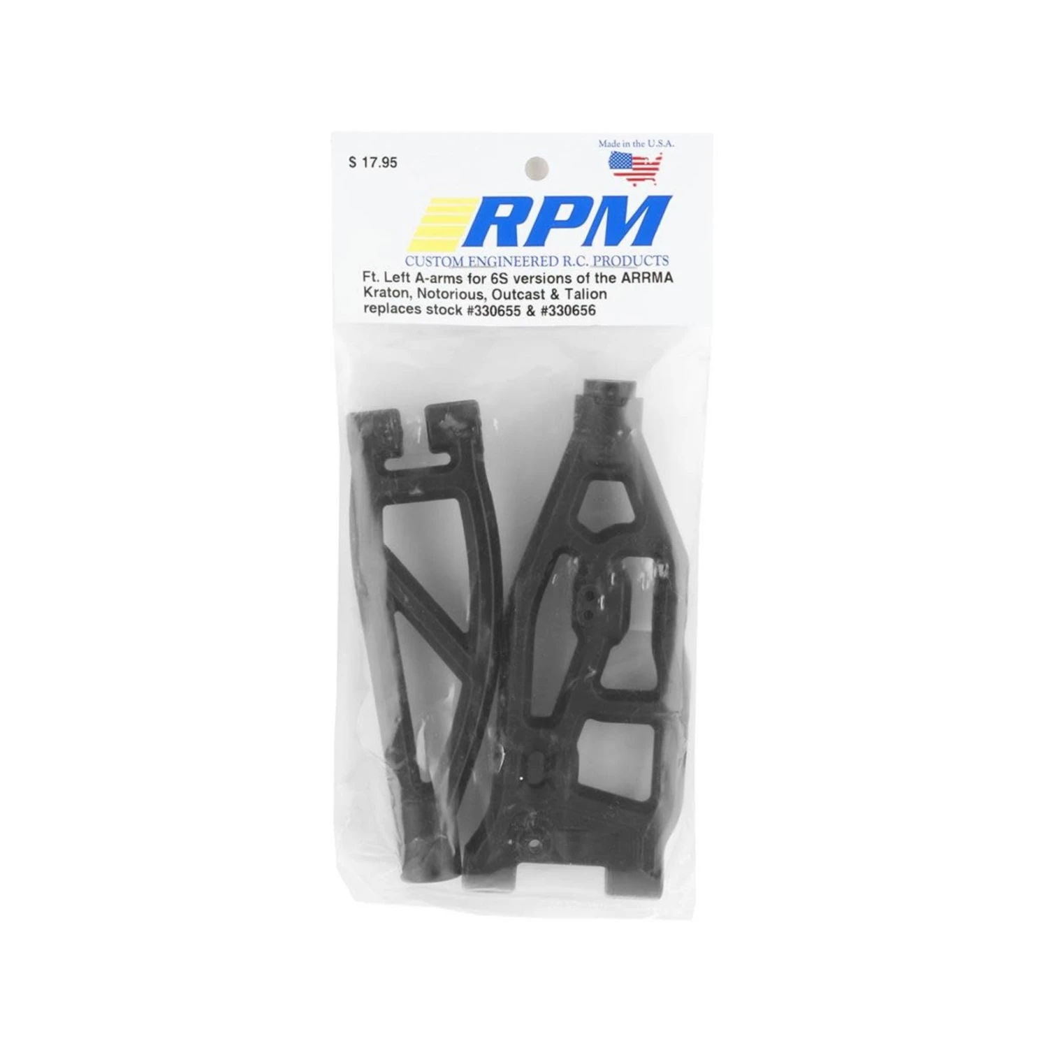 RPM Arrma Kraton/Outcast 6S Front Left Upper & Lower Suspension Arm Set (Black) #81572 2 RPM Arrma Kraton/Outcast 6S Front Left Upper & Lower Suspension Arm Set (Black) #81572 - Image 2