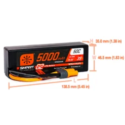 Spektrum RC 3S Smart G2 LiPo 50C Battery Pack (11.1V/5000mAh) W/IC5 Connector #SPMX53S50H5 -Car Airplane Model Shop spektrum spektrum rc 3s smart g2 lipo 50c battery 2