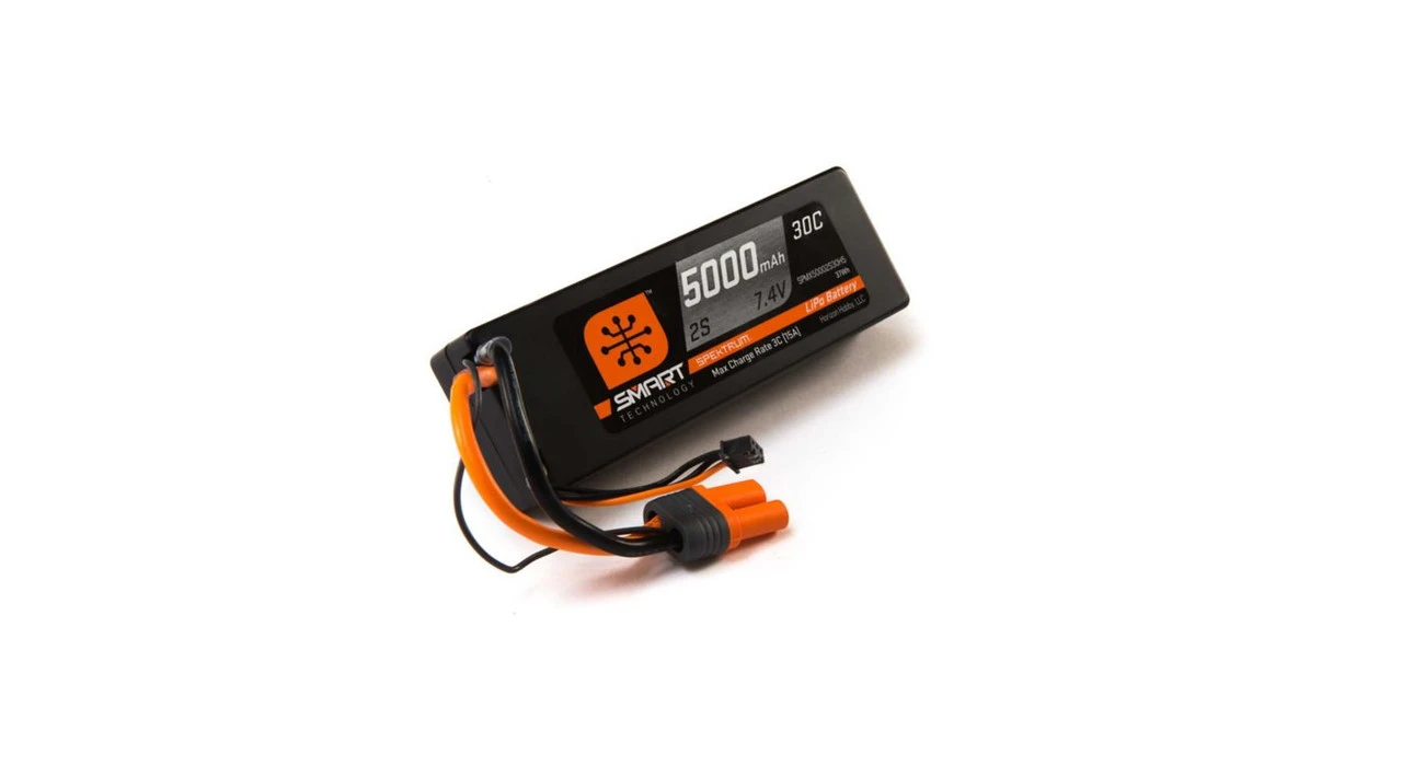SPMX50002S30H5 SPEKTRUM 7.4V 5000 MAh 2S 30C Smart LiPo, Hardcase, IC5 1 SPMX50002S30H5 SPEKTRUM 7.4V 5000 MAh 2S 30C Smart LiPo, Hardcase, IC5